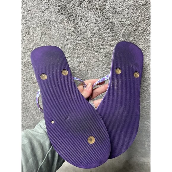 VERA BRADLEY Women’s 9 Flip Flops in Purple Large Beach Summer Sandals Floral - Picture 4 of 4